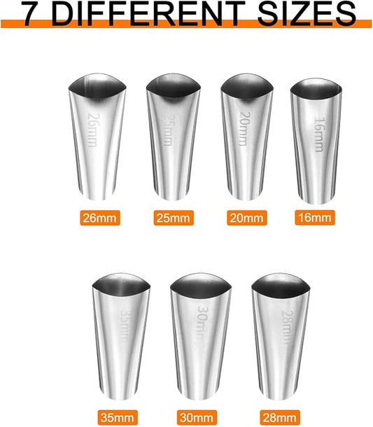 HARFINGTON 7pcs Caulking Nozzle Applicator 16/20/25/26/28/30/35mm Caulking Finisher Kit Stainless Steel Sealant Finishing Tool Kit Reusable Caulk Nozzle for Kitchen Bathroom