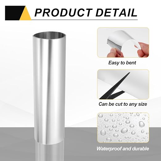 uxcell Aluminum Flashing Roll, 12in x 3.3ft Metal Roof Panels 0.3mm Waterproof Aluminum Sheet Roll for House Repair, Roof Flashing, Sealing Windows Doors, DIY Projects