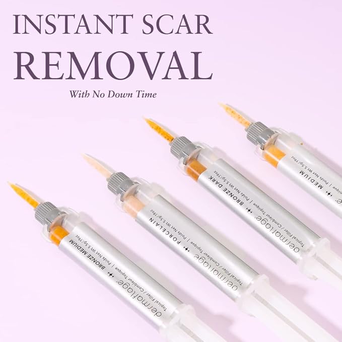 Dermaflage Scar Filler Kit - Porcelain - Deep Scar Cover and Waterproof Concealer for Acne Scars Wrinkles, and Ice Pick Scars Makeup, 1 mo supply