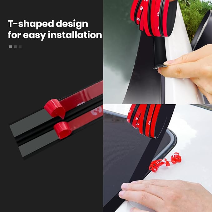 2PCS Windshield Rubber Seal Car Weather Stripping Trim T Shape Sealing Strip for Car Front Rear Windshield (32.8 Feet)