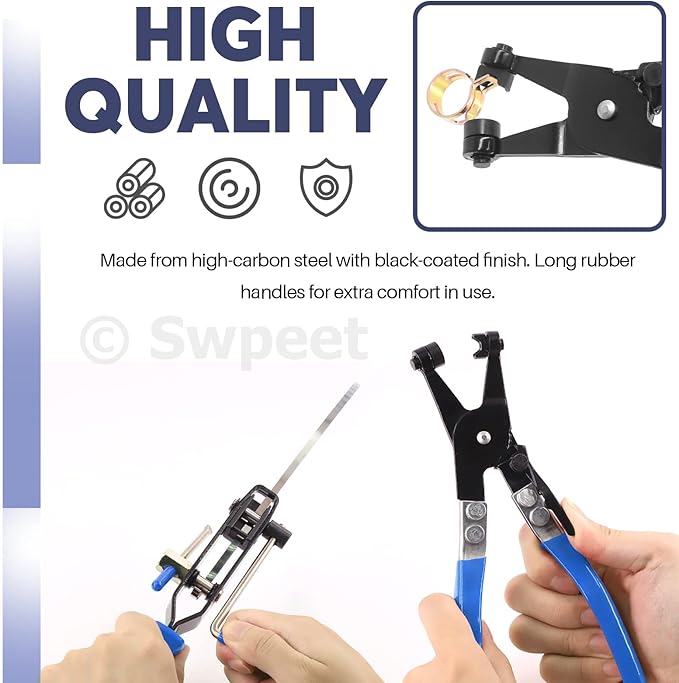 Swpeet Blue CV Joint Boot Clamp Pliers and Swivel Flat Band Hose Clamp Pliers Kit