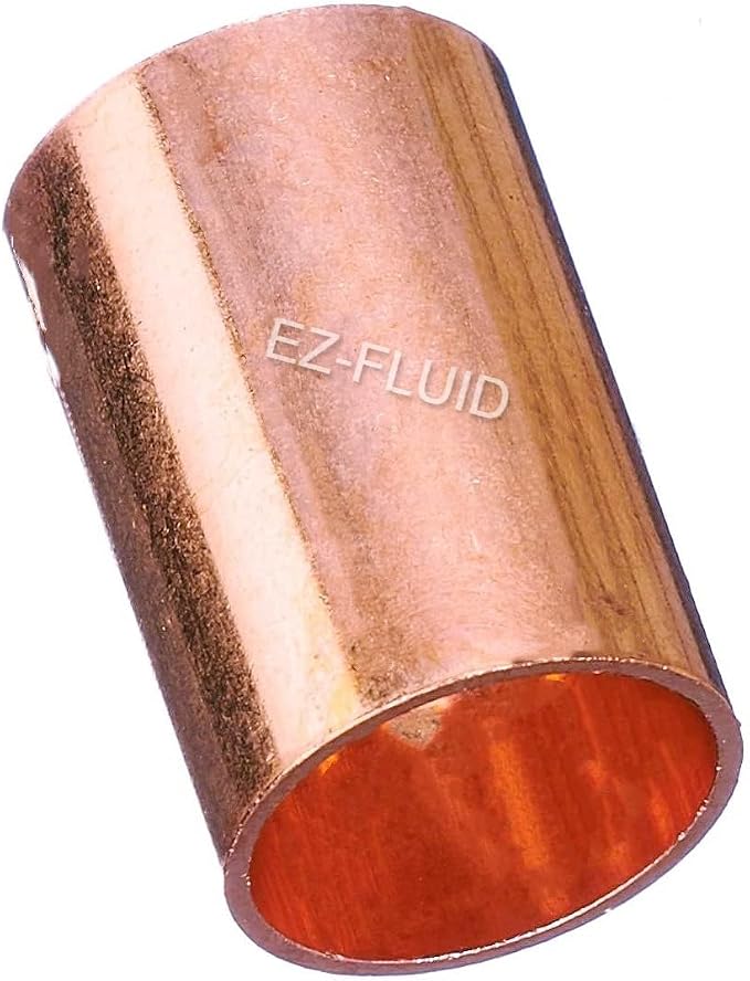 EZ-FLUID Plumbing 1-1/2" C X C LF Copper Slip Coupling Pressure Copper Fitting Without Stop,Sweat Solder Connection for Residential,Commercial. (1 Pack)