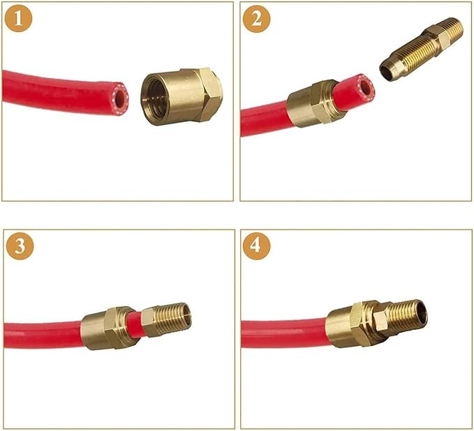 2 Pack Pipe Fitting Adapter of 1/4" NPTF Male x 3/8" Hose ID x 5/8" Hose OD, Pipe Connector Replacement Part, Brass
