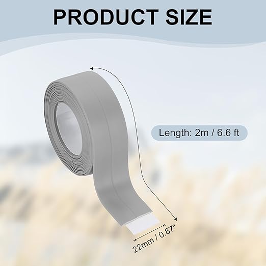 PATIKIL 1" x 6.6 ft Caulk Tape, Caulk Strips PVC Self Adhesive Caulking Tape Waterproof Edge Protectors for Bathroom Accessories Kitchen Countertop, Grey