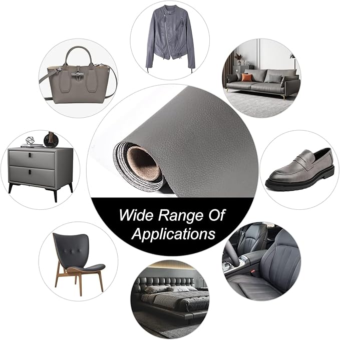Hohylactic Leather Repair Patch 24x54 Inch, Self Adhesive Leather Repair Tape, Large Vinyl Repair Kit for Sofa Couch Furniture Car Seats, Strong Adhesion Scratch Resistant Easy Cut (Dark Gray)