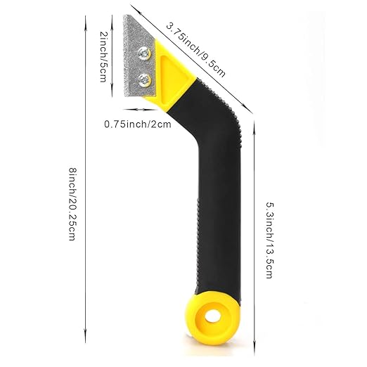 Coitak Tile Grout Saw Angled Grout Saw with 3 Pieces Extra Blades Replacement, Grout Removal Tool for Tile Cleaning (Yellow)