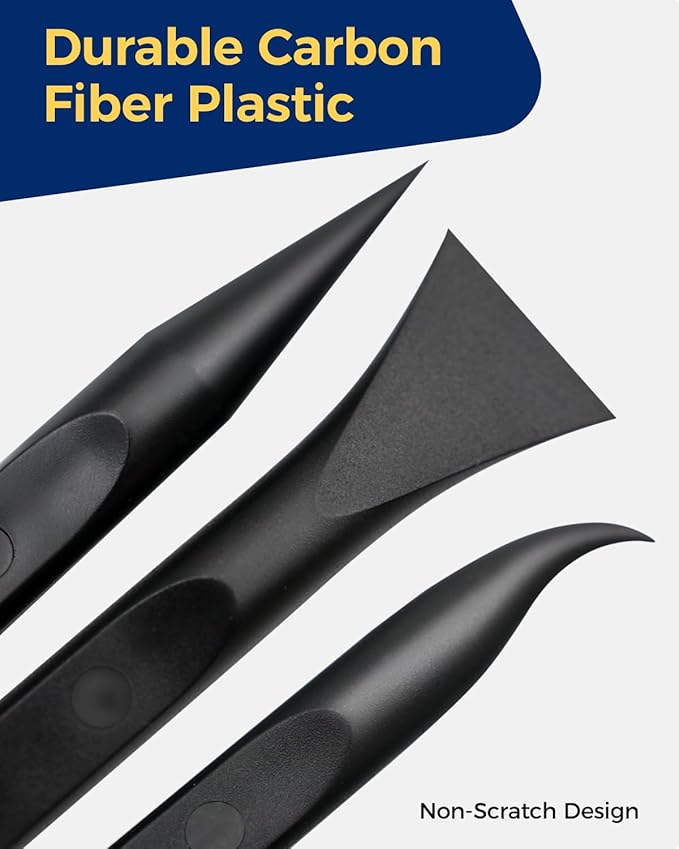 12Pcs Plastic Scraper Tool, Crevice Cleaning Tool, Non-Scratch Car Detailing Supplies for Cleaning, Versatile Label/Sticker Remover & Peeler Tool for Tight Spaces (Black-12Pcs)