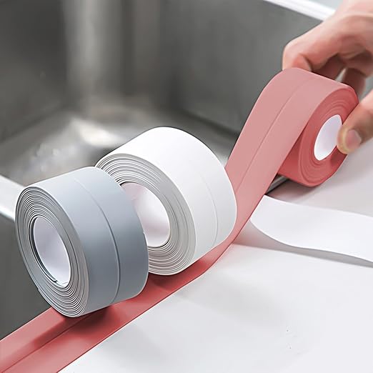 3 Rolls 10.5 Feet Caulk Tape Waterproof Sealing Self Adhesive, Caulking Sealant Strip for Bathroom Toilet Kitchen Countertop