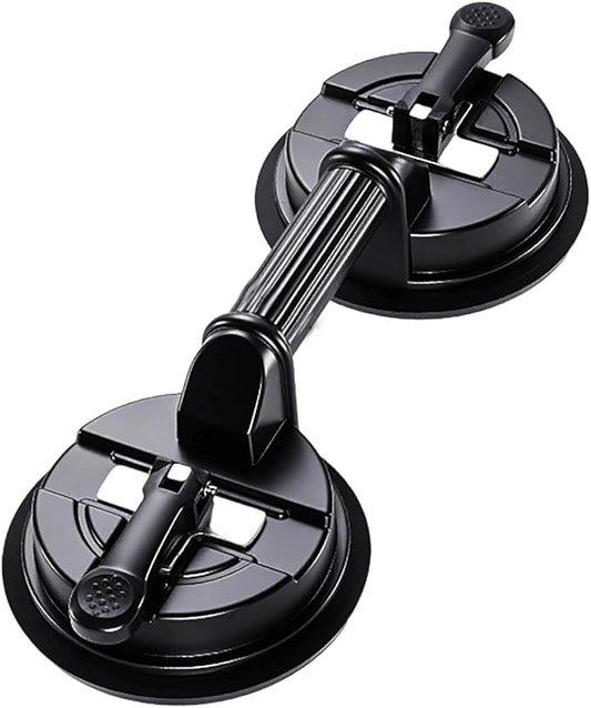 Professional Suction Cup Glass Lifter, Laminate Floor Gap Repair Tool, Aluminum High Vacuum Grip Holder, Floor Gap Repair Kit for Glass, Tile, Smooth Surface Lifting (2 Cups, Black)