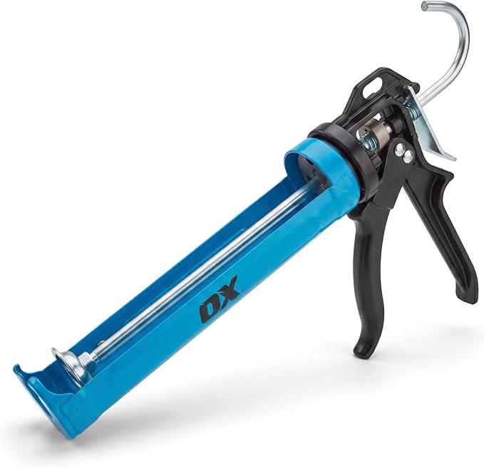 OX Heavy Duty Caulking Gun - 10 oz Caulk Gun Manual with 24:1 Thrust Ratio - For Adhesive & Sealants with Seal Puncture Rod Pistola De Cokin OX-T046201