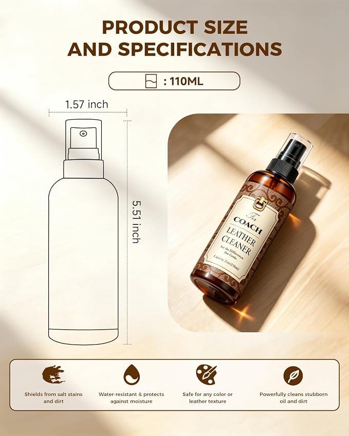 Leather Cleaner Set for Coach, Powerful Stain Removal with Gentle Care, Cleaning Kit for Coach Handbags, Wallets, Purses and Other Luxury Bags