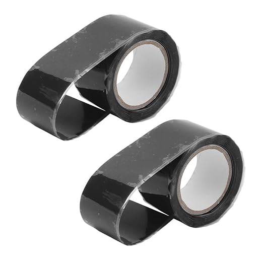Self Fusing Silicone Tape, Waterproof Insulation Adhesive Tape, 2 Packs 1.5m x 2.5cm - High Temperature, Strong Tensile Strength, Ideal for Pipe and Hose Repair (Black)
