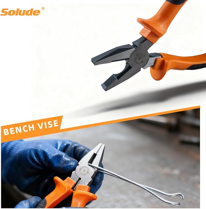 6-Piece Large Pilers and Wrench Set,8" & 10" Groove Joint Pliers,8" & 12" Adjustable Wrench with 8 Inch Long Nose and Lineman's Pliers for Home Use and DIY Project