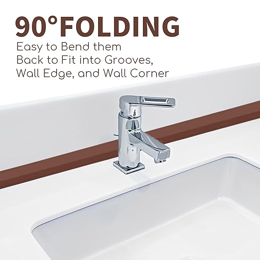 3 Rolls 10.5 Feet Caulk Tape Toilet Caulking Strip Self Adhesive Bathroom Sealing Peel and Stick Caulk Strip for Bathtub, 1.5 Inches (Brown)