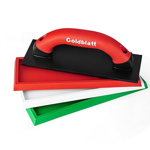 Goldblatt Grout Float with 3 Replaceable Pads, 3-3/4" x 9-5/8" Rubber Grout Float for Tile with Soft-Grip Handle, Tools for Floor & Wall Tiles, Smooth Application for Epoxy & Concrete