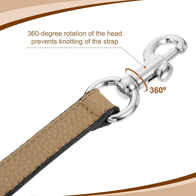 uxcell 19.29 Inch PU Leather Short Bag Strap with Clasp, Purse Handles Handbags Replacement Straps for Clutch Bag Underarm Bags, Tawny, Silver Buckle