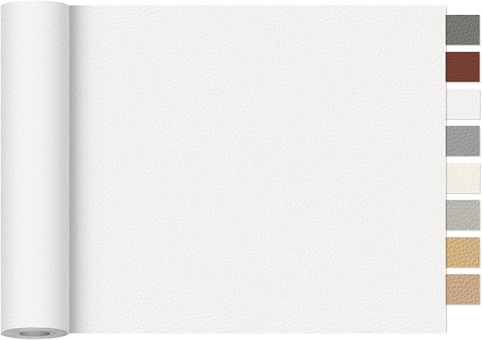 Leather Repair Tape,16 x 30 Inches Self Adhesive Leather Repair Patch，Leather Repair Kit for Furniture，Couches,Car Seats,Cabinets,Handbags(White)