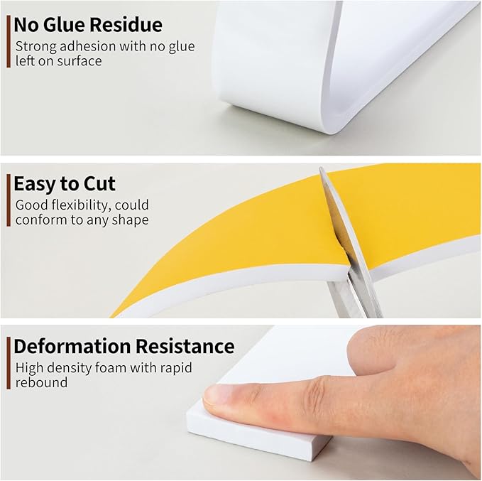 Yotache White Foam Weather Stripping Adhesive 2" x3/8" for Windows Air Conditioning AC Insulation, Garage Door Sealing, Total 6.5 Feet Long