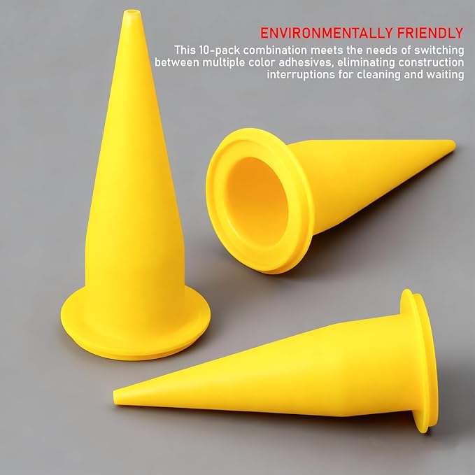 Caulking Nozzle Cones Nozzles for Sausage Caulking Gun - 10PCs REUSABLE & Durable Tips, Universal Replacement for Caulking and Sealant Guns - Save Time & Money