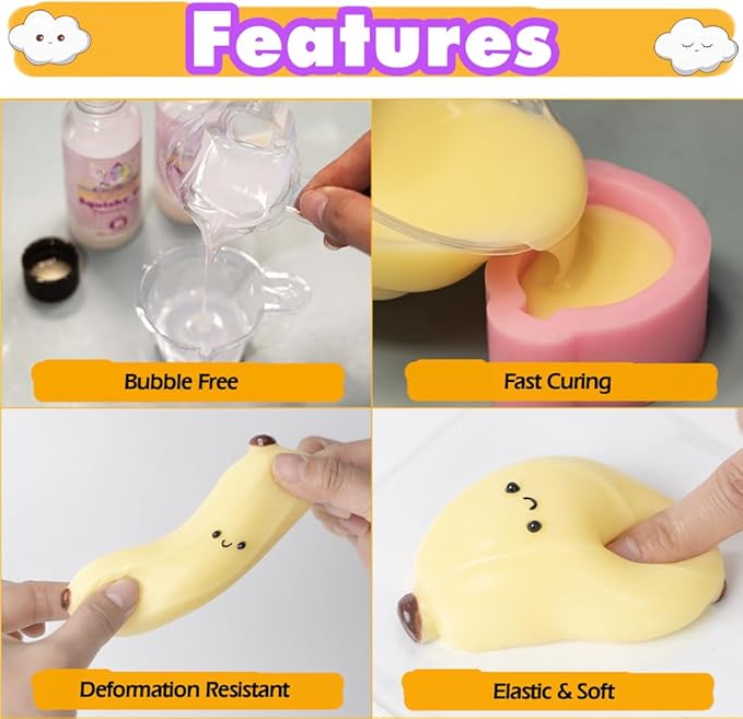 Fruit Squishy Craft Set Liquid Silicone Banana Silicone Mould Colour Paste