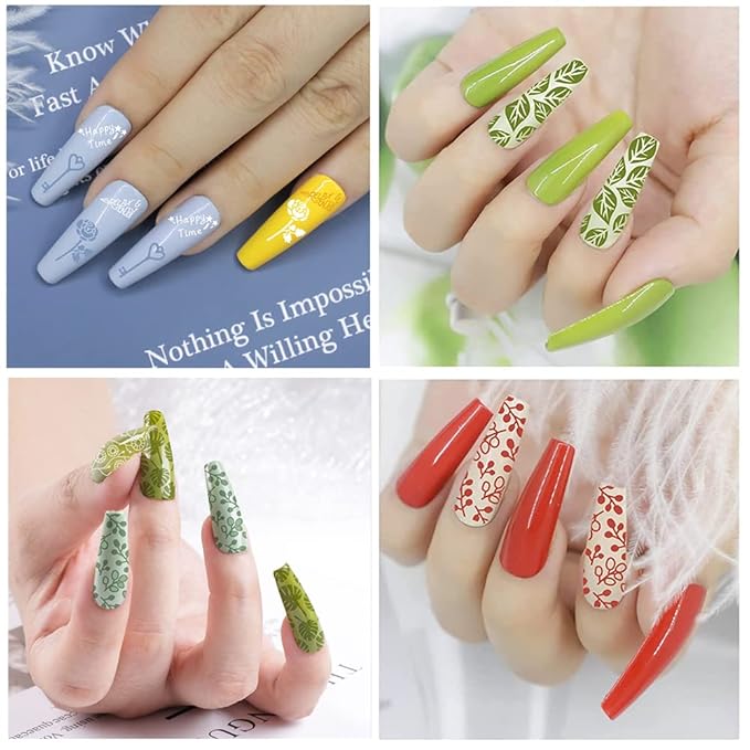 Biutee 19pcs Nail Stamp Plates set 15 plate 1Stamper 2Scraper 1storage bag Nails Art Stamping Plate Scraper Stamper Set Leaves Flowers Animal Nail plate Template Image Plate
