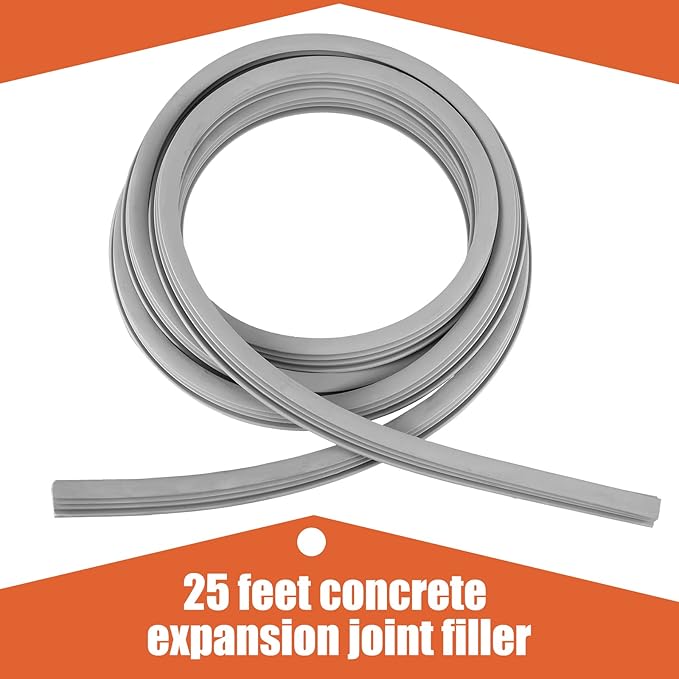 Kingdder Concrete Expansion Joint Filler Driveway Crack Filler Flexible EPDM Rubber Strip for Concrete Crack Repair Replacement Weather Aging Resistance Expansion Joint(1/2'' Wide, 25 ft Long)