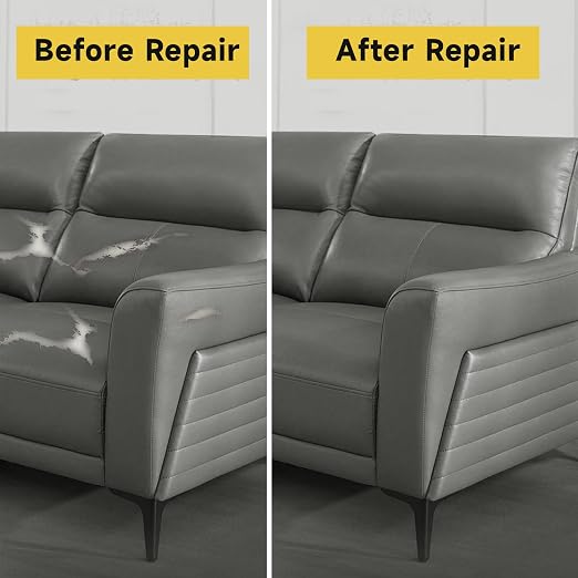 Leather Repair Patch, Breathable Perforated Strong Sticky Self Adhesive Repair Patch, DIY Leather Patches for Couches, Furniture, Sofa, Car, Chair (Grey 17x60inch)
