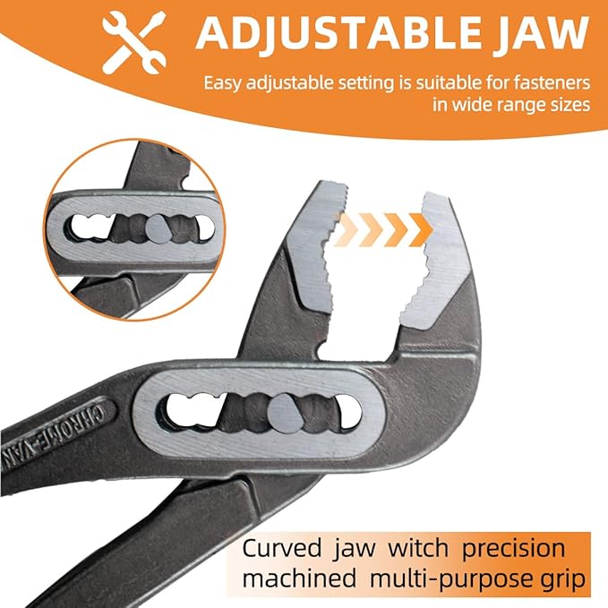 6-Piece Large Pilers and Wrench Set,8" & 10" Groove Joint Pliers,8" & 12" Adjustable Wrench with 8 Inch Long Nose and Lineman's Pliers for Home Use and DIY Project