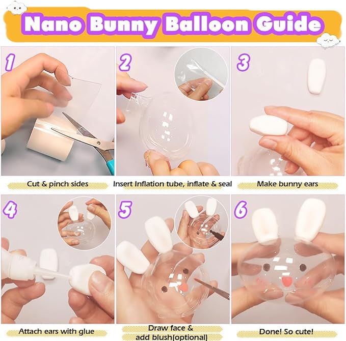 FUNSHOWCASE Nano Tape Bubble Kit with Clay, Marker, 6-Design Guide Squishy Maker Set