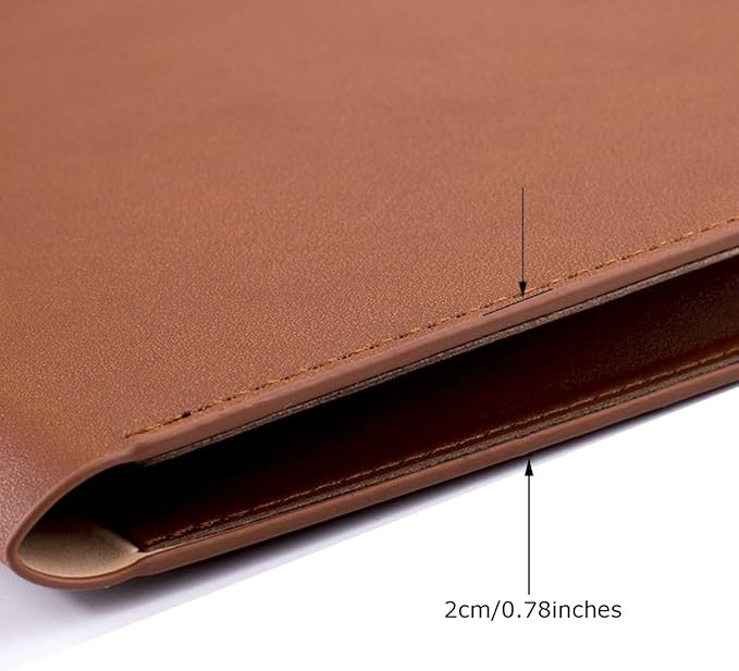 PU A4 Leather File Folder Document Holder Folder Stylish Portfolio Envelope Case with Strap and Invisible Magnetic Closure (Brown)