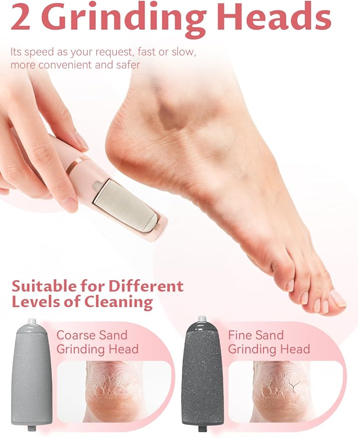 Callus Remover, Upgraded 3rd Electric Callus Removers for Feet, Foot File Callus Remover Pedicure Tools with 2 Speeds, for Dry/Calluses/Cracked/Hard Skin - Soft Smooth Skin (Pink)