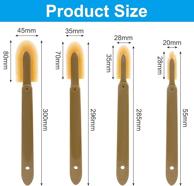 8 Pcs Rubber Caulking Tool Set - 4 Size Reusable Sealant Spatula Kit with Grip for Smooth Finishing on Tiles, Brick & Bathroom