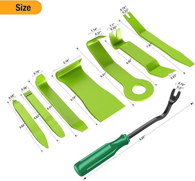 GOOACC 8PCS Auto Trim Removal Tool Kit No-Scratch Removal Tool Kit for Car Audio Dash Panel Window Molding Fastener Remover Tool Kit-Green
