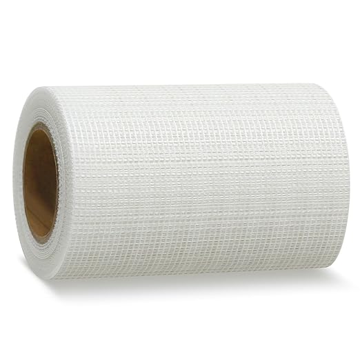 QILIMA Self-Adhesive Fiberglass Drywall Joint Tape Mesh for Wall Patch, 6 Inch by 75 Feet White