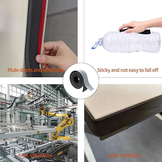 High Density Foam Tape - 2'' x 1/4'' x 6.5Ft (2 Rolls) Weatherproof Adhesive Prevent Condensation Heat Resistant Weather Stripping Easy to Cut & Install & Remove for Car Doors Pipes Windows