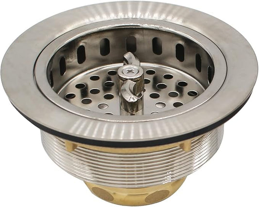 Westbrass A213-20 3-1/2" Wing Nut Twist Style Large Kitchen Sink Basket Strainer, Stainless Steel