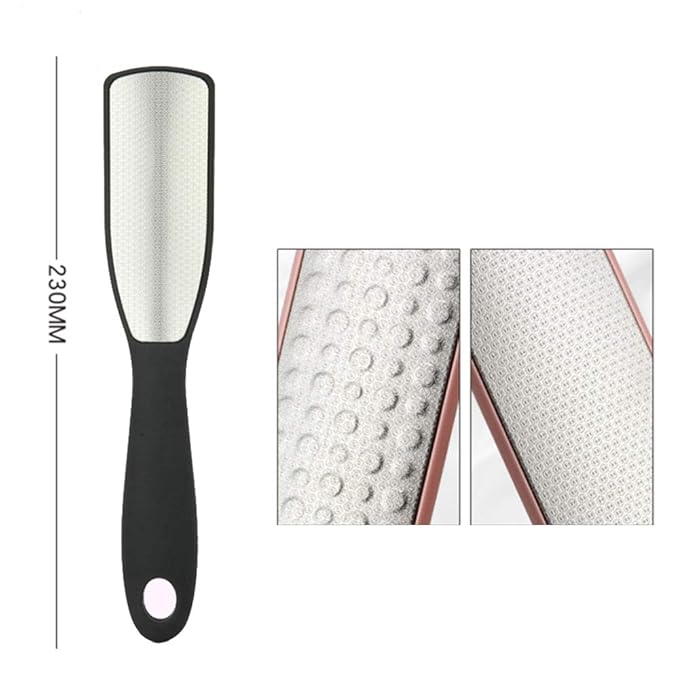 JISTL Foot File Double Side Professional Stainless Steel Foot Scraper Tool, Foot Rasp Eliminate Feet Cracked Dead Thick Dry Hard Skin (Black)