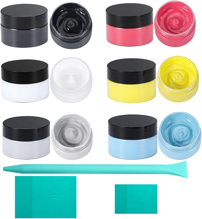 6-Color Chalk Paste Set with 3 Silicone Squeegees ， Silk Screen Paint Kit ， Chalk Finish DIY Craft Paint for Wood, Fabric, Furniture & Home Decor Signs