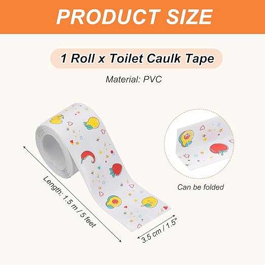 PATIKIL Caulk Tape Waterproof Self Adhesive, PVC Toilet Caulking Sealant Strip Bathtub Caulk Sealing Strip Tape for Bathroom Kitchen Countertop, Fruit (1.5 Inch x 5 Ft)