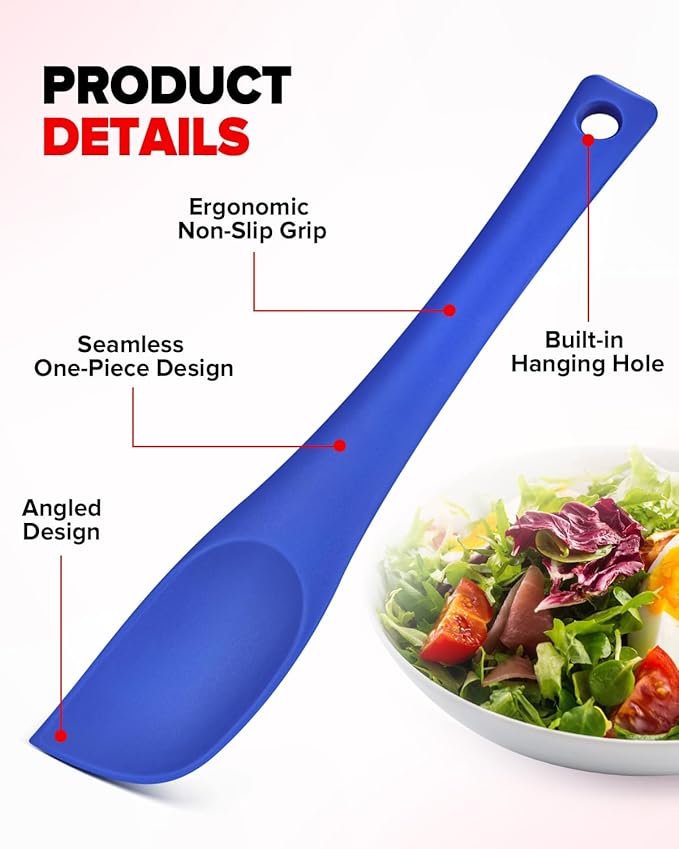 Silicone Scraper Spatula Set, BPA Free Food Grade Rubber Spatulas, Flexible Baking Mixing Tool, Heat Resistant Bowl Scrapers for Nonstick Cookware, 3 Pack (11.3 inch)
