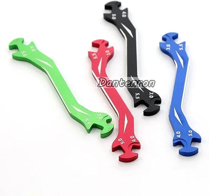 RC Multi-Function Wrench Turnbuckle Nut Ball Joint Remover 3mm 4mm 5mm 5.5mm Universal Repair Tool Aluminum Alloy for 1/10 1/8 1/24 Crawler Truck Off Road Car Boat Drone Airplane (Green)