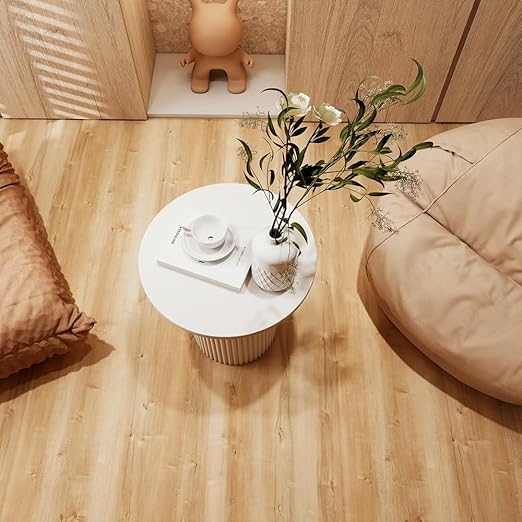 Wood Grain Peel and Stick Floor Tiles – 11.8” Width, Full Roll Length of 118" – Versatile Design for Any Space, Yellow Self Adhesive Vinyl Flooring, Waterproof and Non-Slip Features