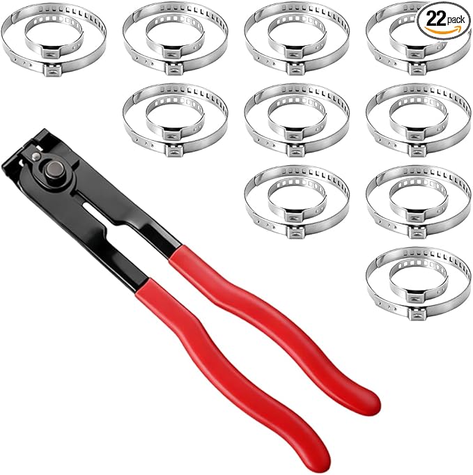 Car CV Joint Axle Boot Clamp Plier with 20PCS Crimp Bands, Heavy Duty ATV CV Hose Axle Clamp Tool Kit, Automotive Ear Type Extension Boot Band Tool, Universal for Most Vehicles