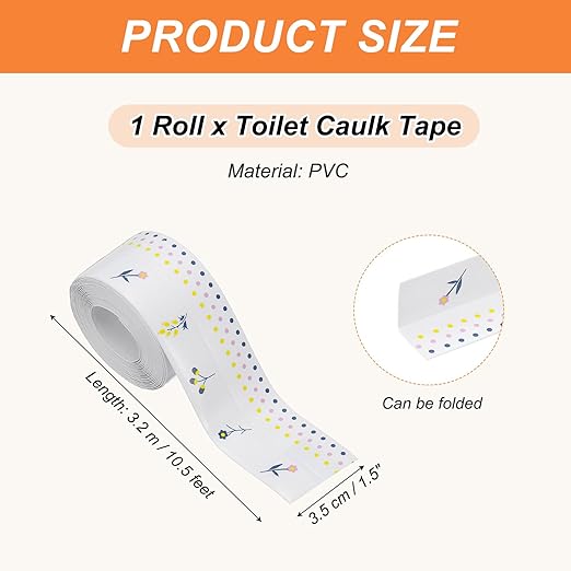 PATIKIL Caulk Tape Waterproof Self Adhesive, PVC Toilet Caulking Sealant Strip Bathtub Caulk Sealing Strip Tape for Bathroom Kitchen Countertop, Flower World (1.5 Inch x 10.5 Ft)