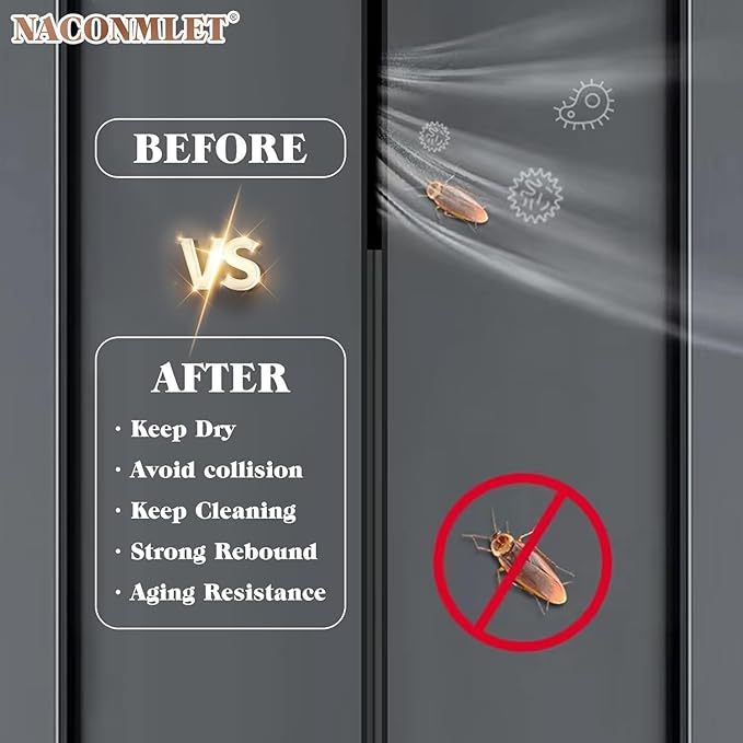 Cabinet Door Seal Strip, 45.9 FT Weather Stripping Gap Filler with Strong Adhesive, Silicone Dustproof Door Seal for Cabinet, Wardrobe & Cupboard (Transparent Brown)