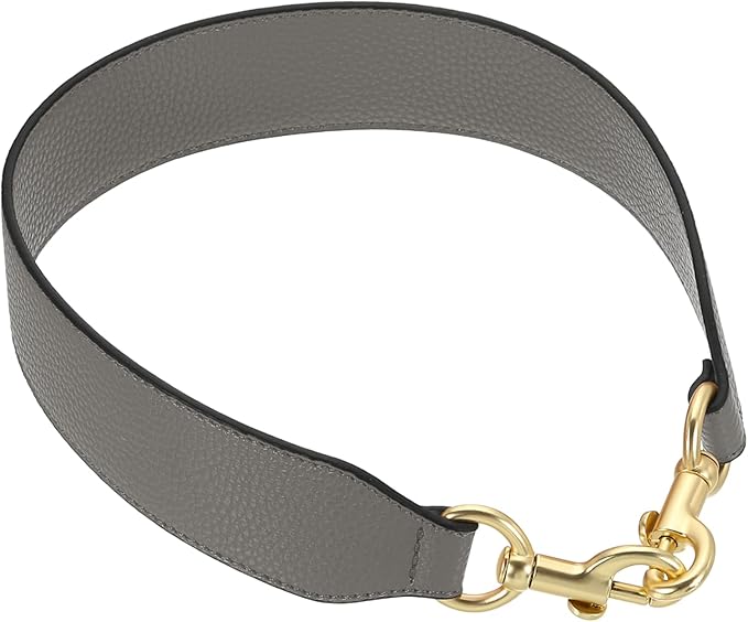 uxcell 22.83 Inch PU Leather Short Bag Strap with Clasp, Purse Handles Handbags Replacement Straps for Clutch Bag Crossbody Underarm Bags, Grey, Light Gold Buckle