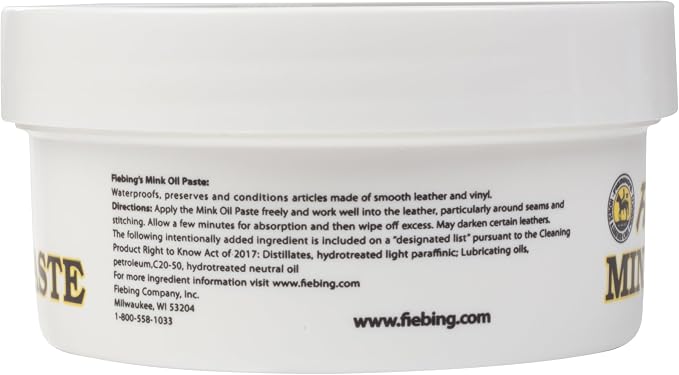 Fiebing's Mink Oil for Leather Boots (2 Pack, 6 oz Each) - Leather Cleaner & Conditioner - Waterproof, Preserve, Soften All Smooth Leathercraft & Vinyl - Prevents Salt Stains On Couch, Shoe, Purse