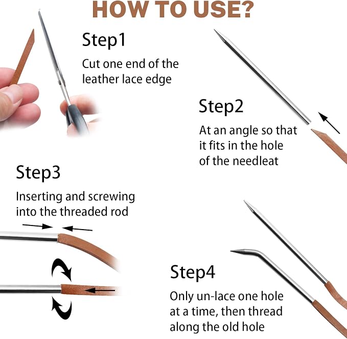 Softball Baseball Glove Lace, Mitt Lace Repair Kit Includes 2 Leather Laces and Lacing Needle for Catcher's Glove