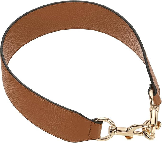 uxcell 22.83 Inch PU Leather Short Bag Strap with Clasp, Purse Handles Handbags Replacement Straps for Clutch Bag Crossbody Underarm Bags, Brown, Gold Buckle
