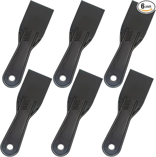 6 Pack Plastic Putty Knife Set, 2" Flexible Paint Scraper Tools for Spackling, Drywall Repair, Patching, Plastering, Caulking, Wallpaper Removal, Non-Scratch Spackle Knife & Putty Scraper